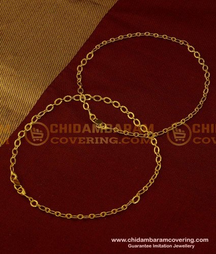 ANK061 - 11 Inch Beautiful Light Weight Designer Payal Link Chain Anklet One Gram Gold Jewelry 