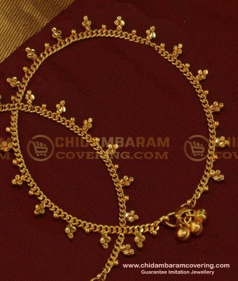 ANK075 - 11.5 Inch Latest Payal Design Gold Plated Dot Model Anklet Designs Online 