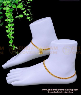 ANK112 - 11 Inch Daily Wear Chain Model Simple Gold Kolusu Designs