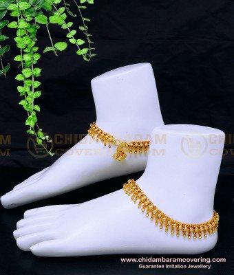 ANK131 - 10.5 Inch 1 Gram Gold Plated New Gold Payal Design for Women