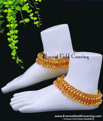 ANK155 - 11.5 Inch Gold Plated Dulhan Heavy Bridal Payal Designs