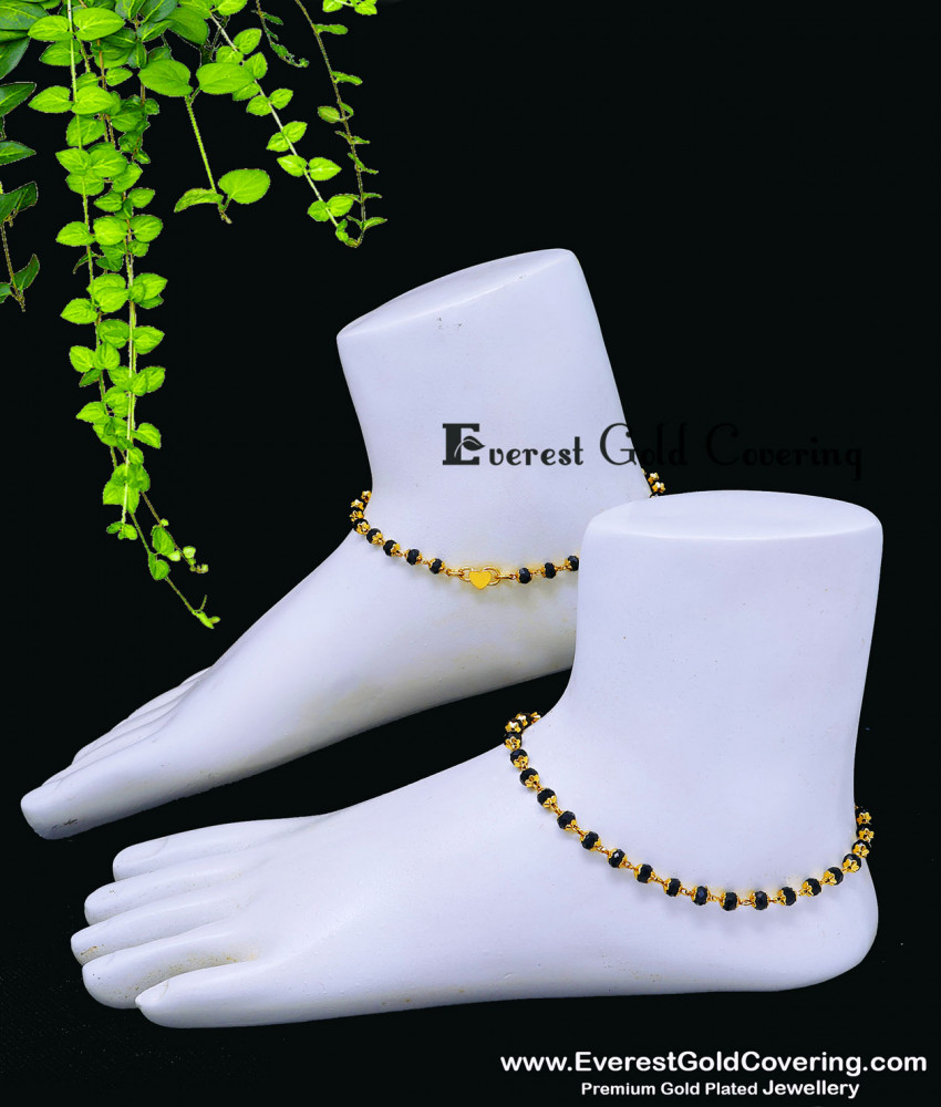 Elegant Black Crystal Anklet Design for Girls and Women