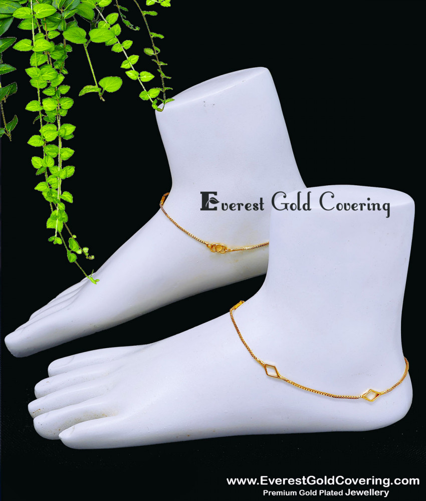 1 Gram Gold Daily Wear Latest Chain Simple Payal Design Thin Chain Payal for Girls