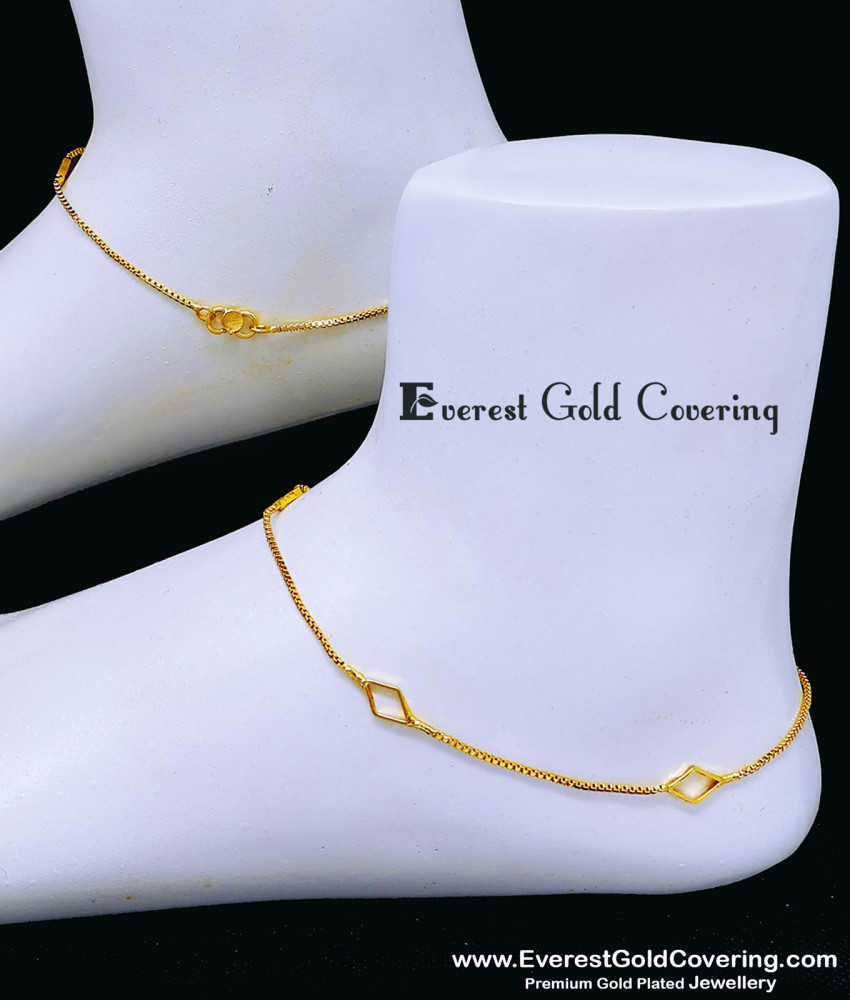 1 Gram Gold Daily Wear Latest Chain Simple Payal Design Thin Chain Payal for Girls