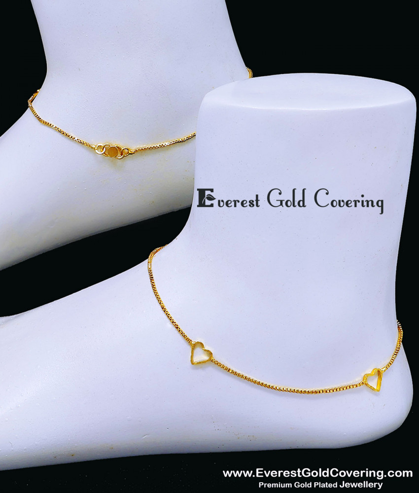 Stylish Heart Model Daily Use 1 Gram Gold Anklets Designs 1 gram gold anklets for women