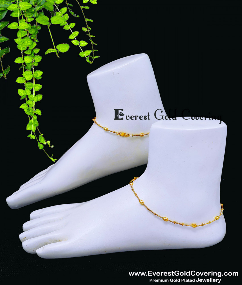 Modern 1 Gram Gold Light Weight Chain Anklets for Women gold plated anklets for women