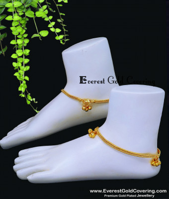 ANK177 - 12.5 Inch Gold Plated Daily Use Silver Payal Design for Women ANK177 - 12.5 Inch Gold Plated Daily Use Silver Payal Design for Women