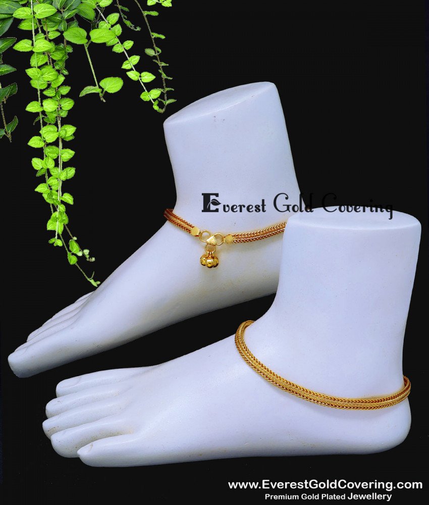 Premium Quality Daily Use Gold Plated Payal for Women simple gold payal design