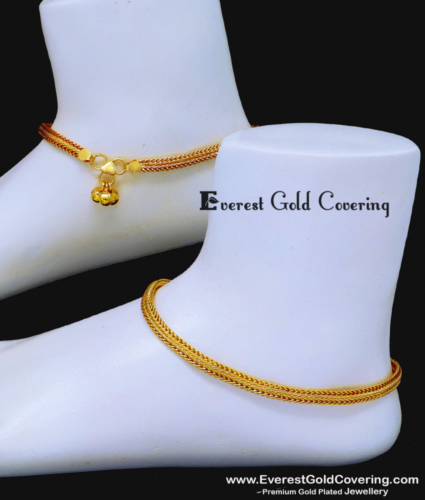 Premium Quality Daily Use Gold Plated Payal for Women simple gold payal design
