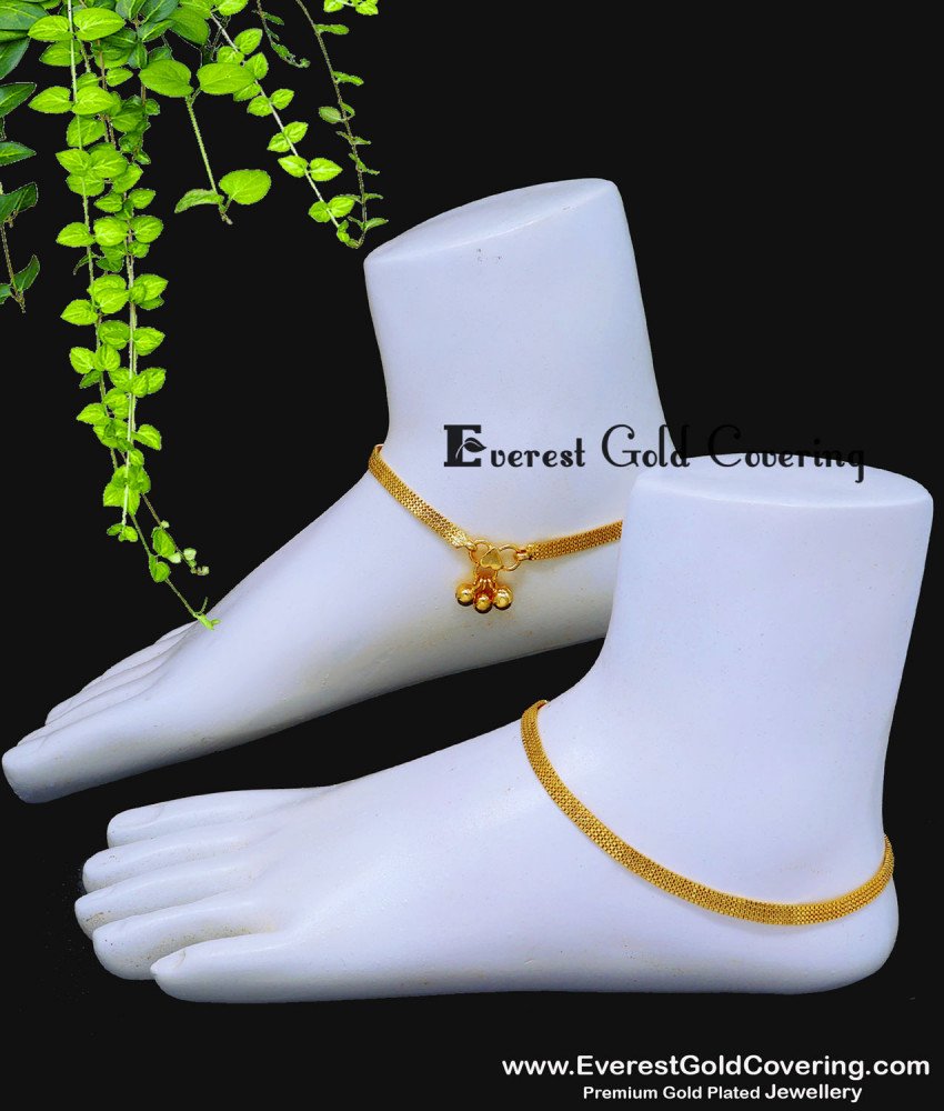 Gold Plated Daily Wear Cute Simple Gold Anklet Designs simple new model anklet gold