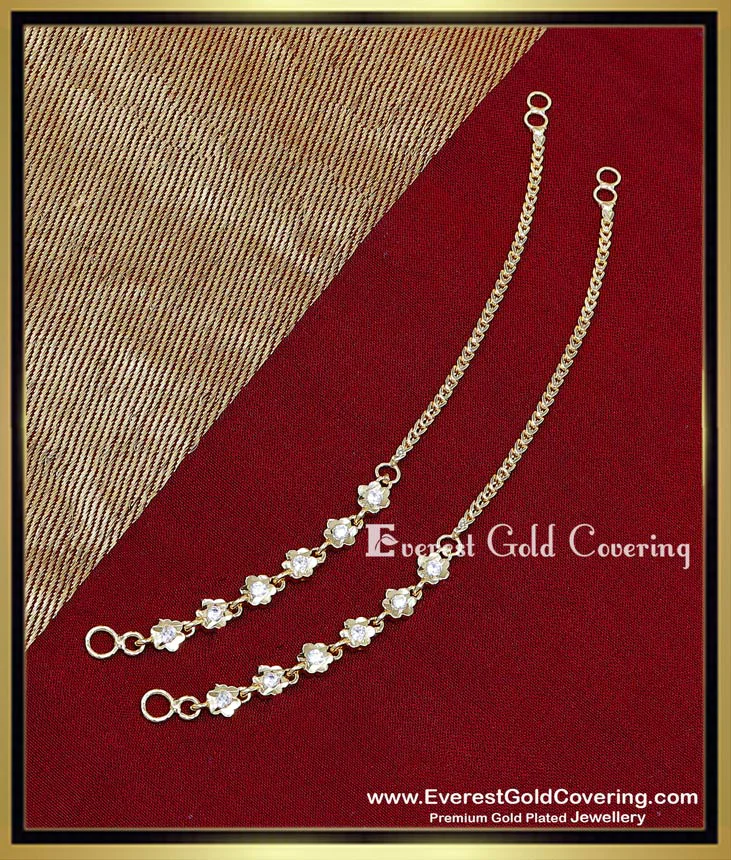 Whitestone Ear Chain Buy Traditional Impon White Stone Matilu Ear Chain Design