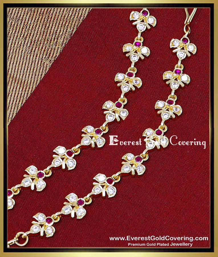 gold plated stone ear chain online