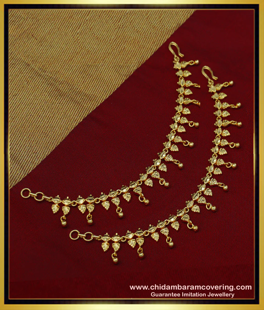 Buy Latest Bridal Wear Real Gold Color One Gram Gold Leaf Design