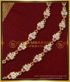 MAT165 - South Indian Impon Jewellery White and Ruby Stone Ear Chain Mattal for Earrings matilu design, kan chain gold, thick metal mattal, aiympon mattal, five metal leaf mattal, handmade mattal, Impon mattal,Ear Chain for