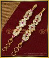MAT168 - Attractive White and Ruby Stone Impon Straight Mattal One Gram Gold Ear Chain matilu design, one gram gold jewellery, champaswarlu, ear chain, Straight Mattal, impon jewellery, Straight Mattal
