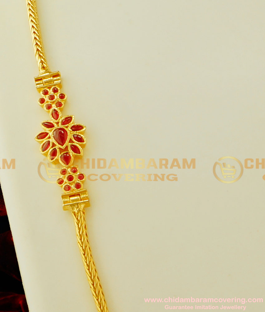 MCHN143 - New Design Kemp Stone Full Ruby Stone Side Locket For Mugappu Chain Low Price Online