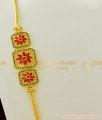 MCHN153 - Latest Daily Wear Ruby Emerald Flower Design Side Mugappu Chain for Women MCHN153 - Latest Daily Wear Ruby Emerald Flower Design Side Mugappu Chain for Women