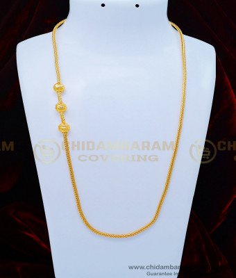MCHN344 - Gold Plated Guaranteed Palin Gold Balls Ladies Mugappu Chain for Daily Use 
