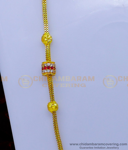 MCHN498 - Latest Gold Design Daily Use Stone Mugappu Chain Online