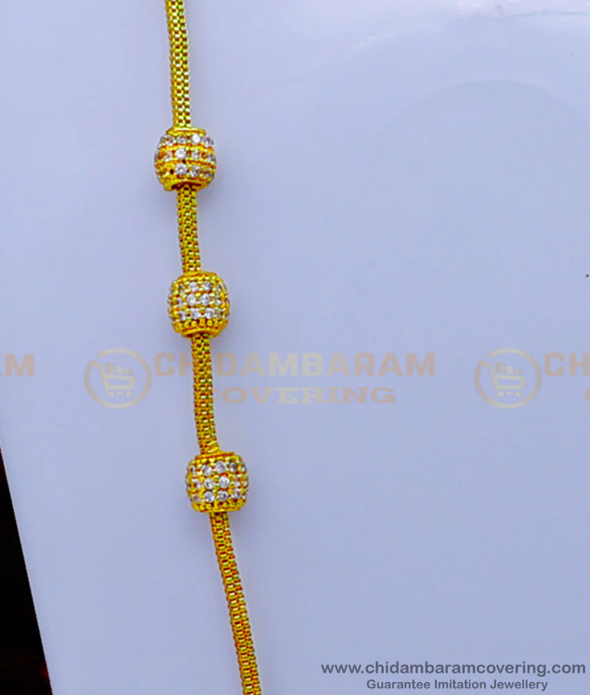 Tennampoo Design Chain Buy Traditional Gold Design White Stone Mugappu Chain Online