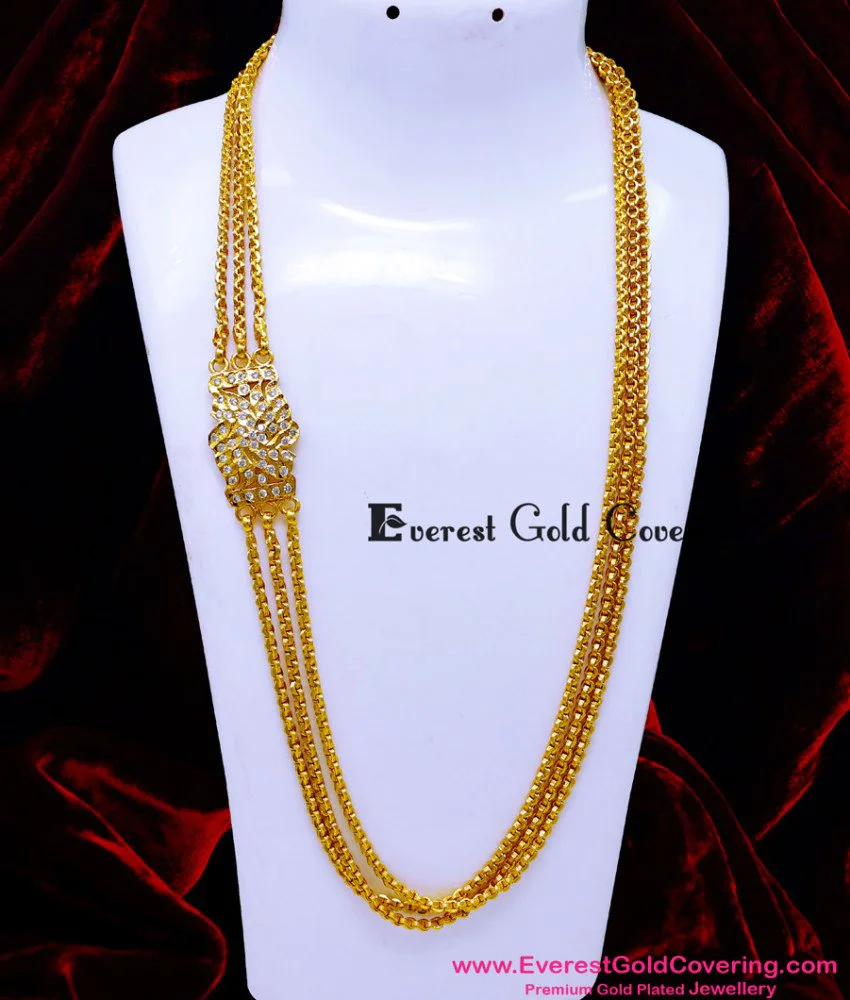 Tennampoo Design Chain Buy Traditional Gold Design White Stone Mugappu Chain