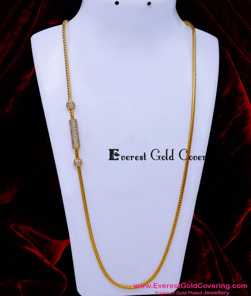 Gold Design White Stone Trendy Mugappu Designs gold plated mugappu chain