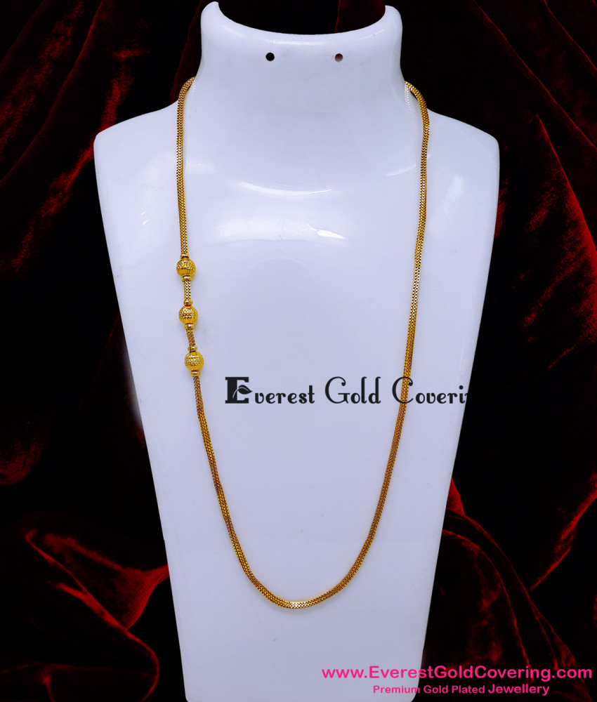 1 Gram Gold Light Weight Ball Mugappu Chain Design for Women imitation mugappu jewellery online shopping