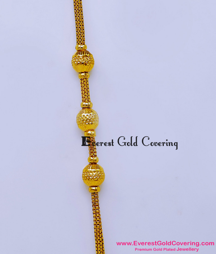 1 Gram Gold Light Weight Ball Mugappu Chain Design for Women imitation mugappu jewellery online shopping