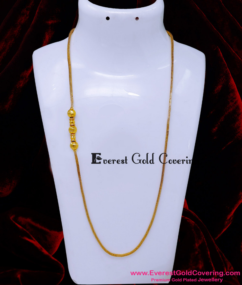 Trendy Light Weight Gold Plated Ball Mugappu Chain Online Chidambaram Gold Covering Mugappu Chain