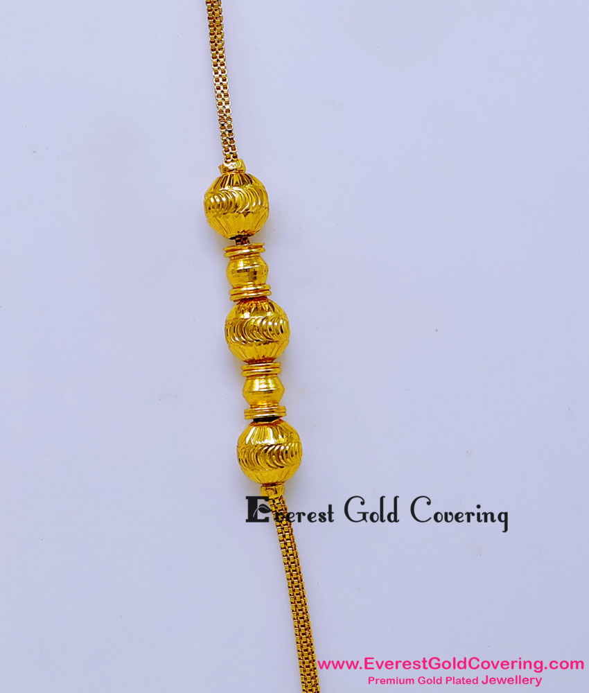 Trendy Light Weight Gold Plated Ball Mugappu Chain Online Chidambaram Gold Covering Mugappu Chain