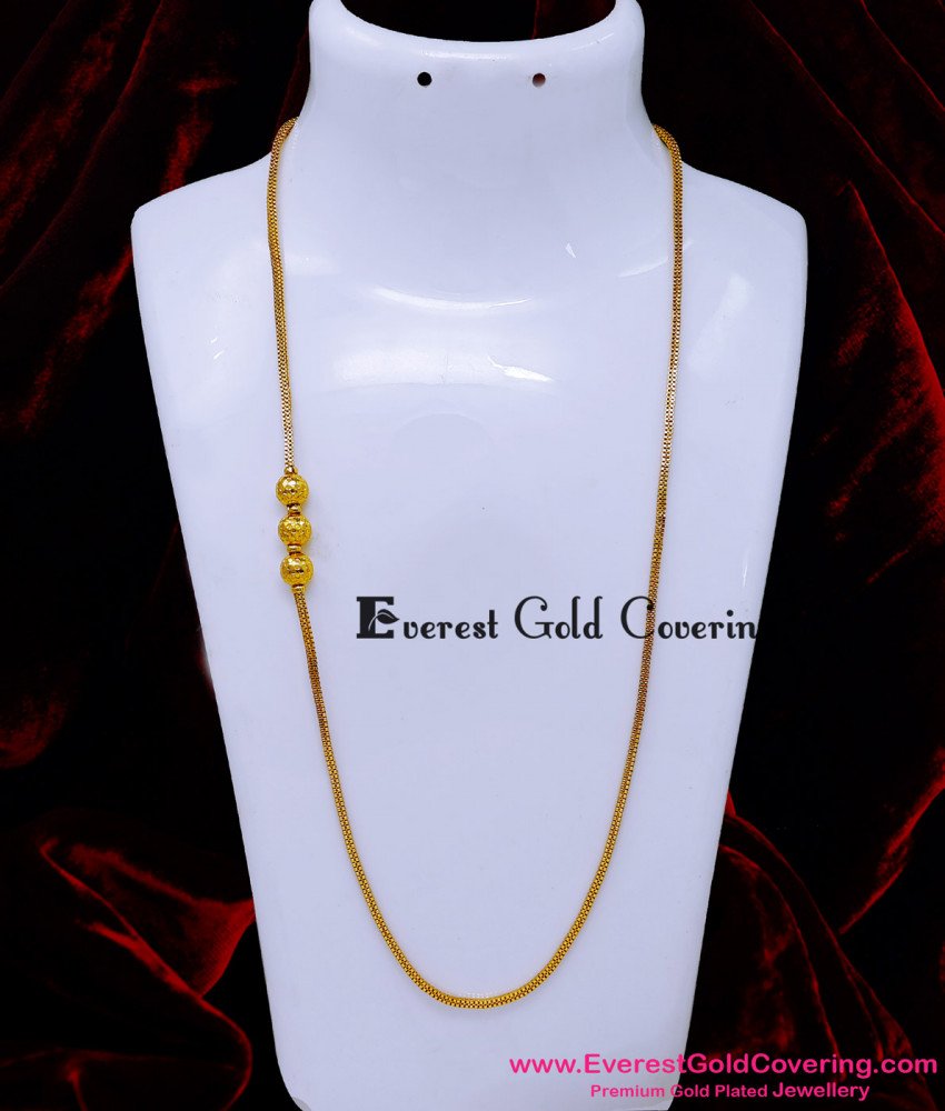 Real Gold Look Ball Mugappu Chain 1 Gram Gold Jewellery plain ball mugappu chain covering