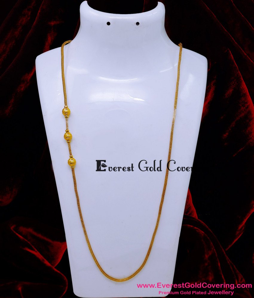 30 Inch 1 Gram Gold Jewellery Small Ball Mugappu Chain Model mugappu chain online shopping India