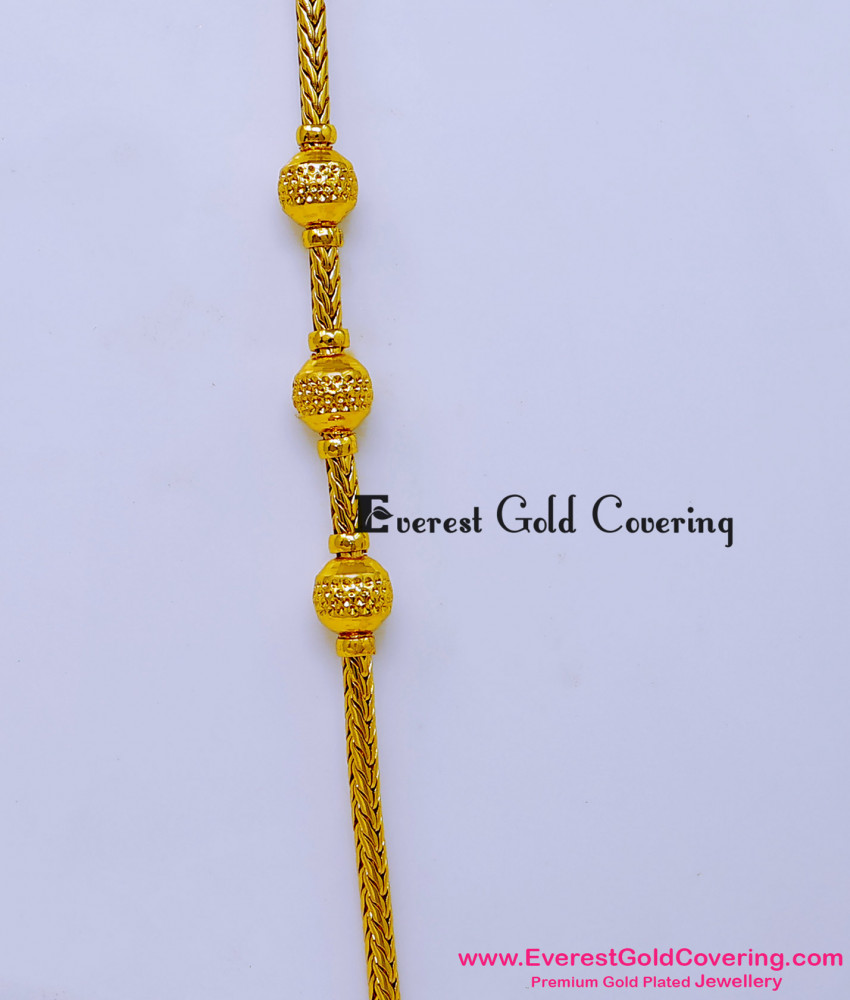 Gold Model Daily Wear Thali Kodi Chain with Ball Mugappu lightweight gold mugappu chain designs