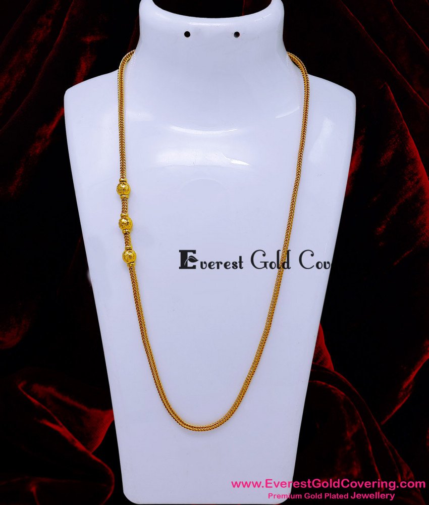 Premium Micro Gold Plated Ball Mugappu with Thali Chain Gold Covering Mugappu Chain for Daily Wear