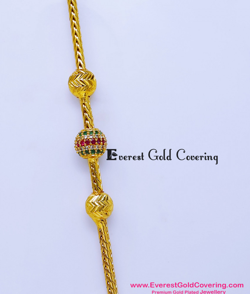 Trendy Plain Ball with Stone Ball Mugappu Chain New Design Traditional mugappu designs