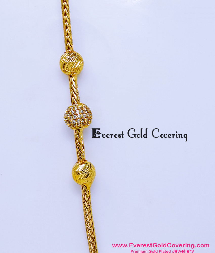 Latest Daily Wear Ball Mugappu Chain Designs for Ladies 1 gram gold mugappu chain