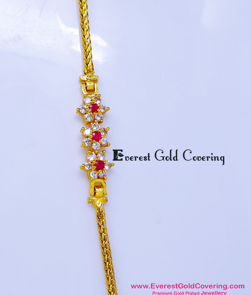 Elegant Ad Stone Flower Design Mugappu Chain Latest Designs mugappu chain covering