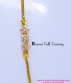 Real Gold Look White Stone Flower Mugappu Thali Chain mugappu thali chain gold design