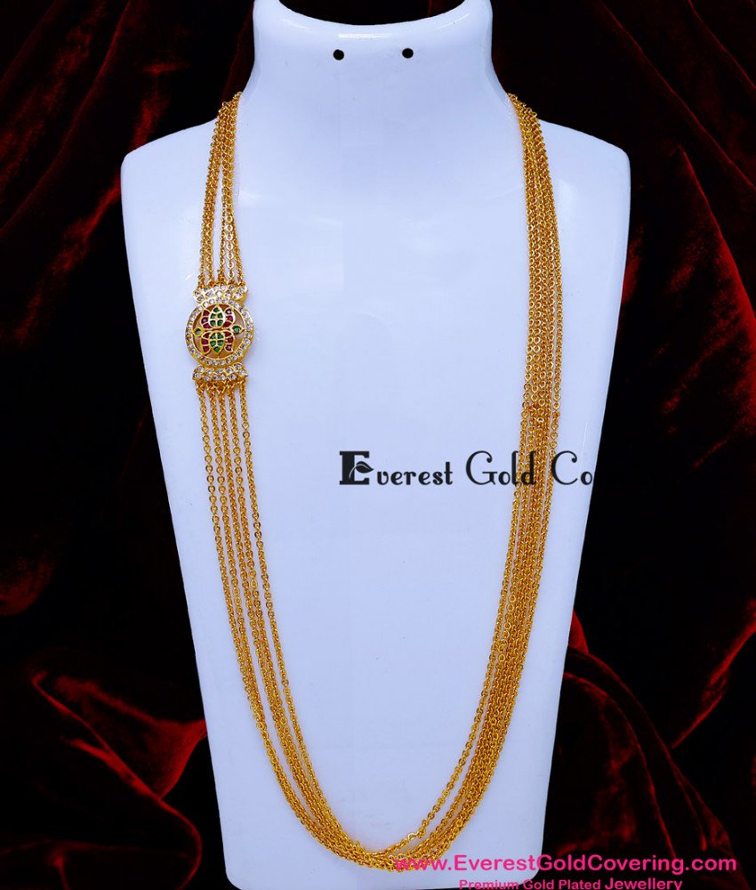 Beautiful Lotus Design Side Locket With 5 Line Chain Online mangalsutra side locket designs with price