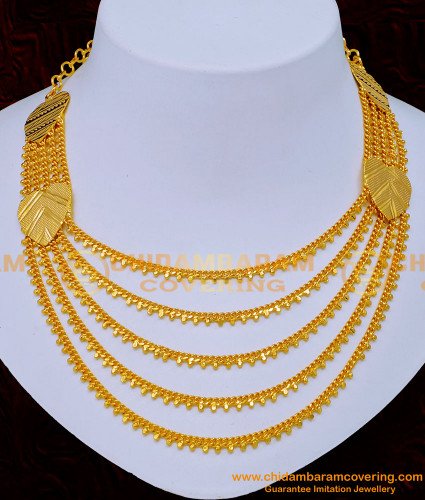 NLC1194 - Gorgeous Gold Look Gold Plated Multi Layered Necklace for Wedding