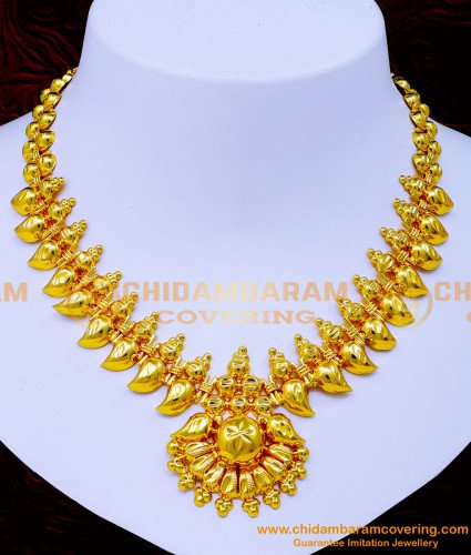 NLC1227 - Gold Plated Light Weight Kerala Necklace Designs Online 