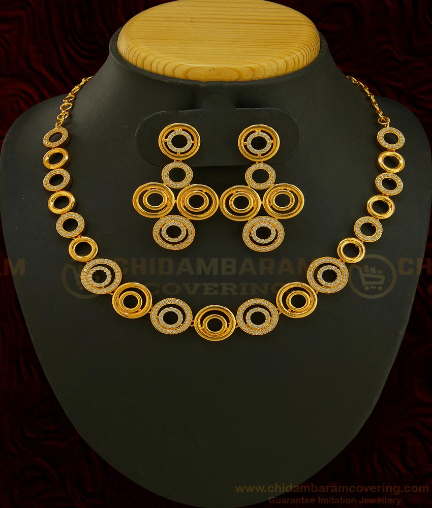 NLC589 - Charming Party Wear Modern Artificial Diamond Necklace Set Best Gift for Girls NLC589 - Charming Party Wear Modern Artificial Diamond Necklace Set Best Gift for Girls