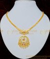 NLC689 - Pure Gold Plated Gold Color Impon Guaranteed Stone Attigai Necklace NLC690 - Latest Collection Ad Stone Five Metal Impon Designer Necklace for Ladies