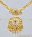 NLC689 - Pure Gold Plated Gold Color Impon Guaranteed Stone Attigai Necklace NLC690 - Latest Collection Ad Stone Five Metal Impon Designer Necklace for Ladies