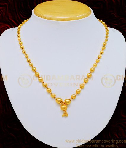 Nlc713 - Gold Plated Single Line Gold Balls Chain Gold Mani Mala Necklace Online Shopping