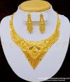 NLC759 - One Gram Gold Forming Jewellery Enamel Wedding Gold Necklace and Earring Set for Women meenagari work necklace, meenagari jewellery,