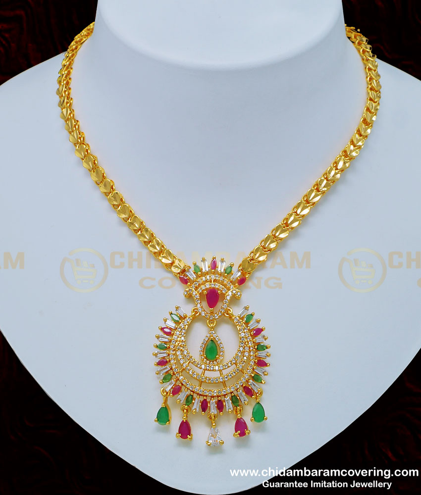 NLC772 - Latest Party Wear American Diamond Designer Necklace Design for Girls Nisha Fashion Necklace, Necklace With Price,