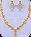 NLC908 - Modern Simple White Stone Necklace with Earrings One Gram Gold Jewellery Online white stone necklace, white stone jewellery, necklace set, necklace with earrings, one gram gold jewellery, gold covering jewellery,