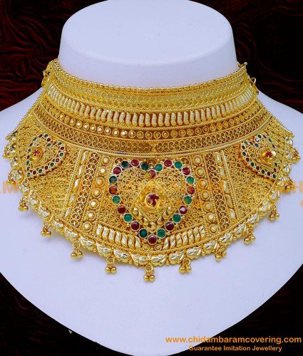 Nlc1242 - Gold Look Bridal Wear Gold Plated Choker Necklace Online