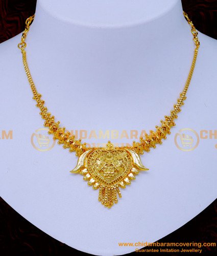 NLC1253 - South Indian Gold Plated Necklace Design For Saree 